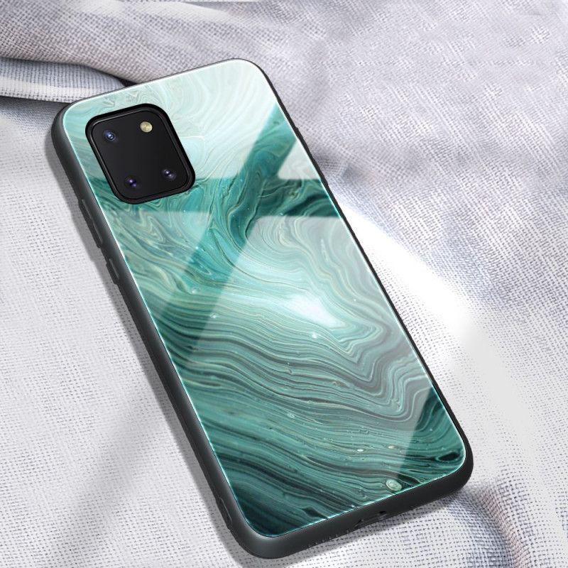 Deksel Samsung Galaxy S10 Lite Turkis Marmorfarger Herdet Glass