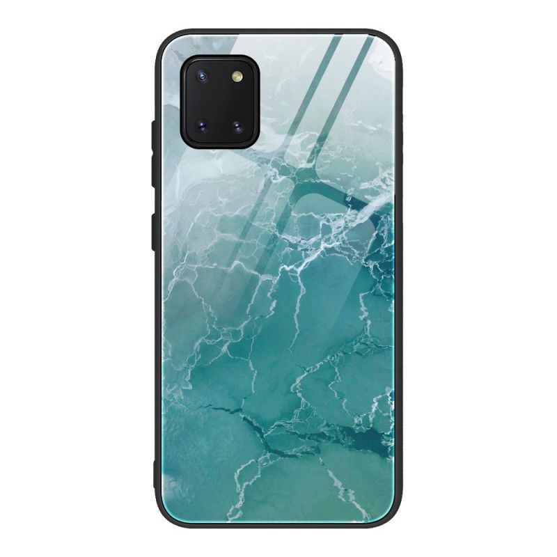 Deksel Samsung Galaxy S10 Lite Turkis Marmorfarger Herdet Glass