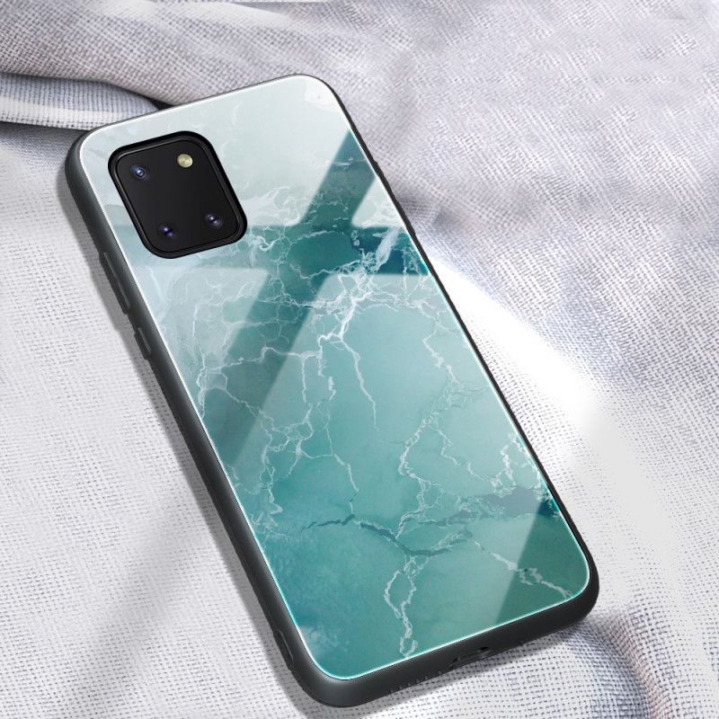 Deksel Samsung Galaxy S10 Lite Turkis Marmorfarger Herdet Glass