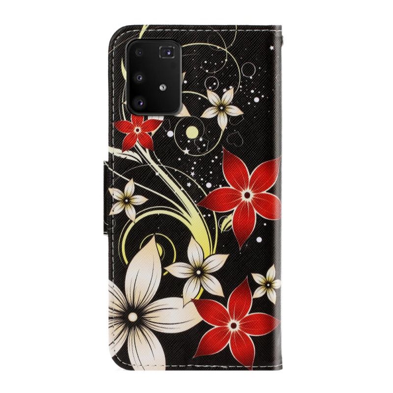 Folio Deksel for Samsung Galaxy S10 Lite Fargerike Blomster Med Stropp