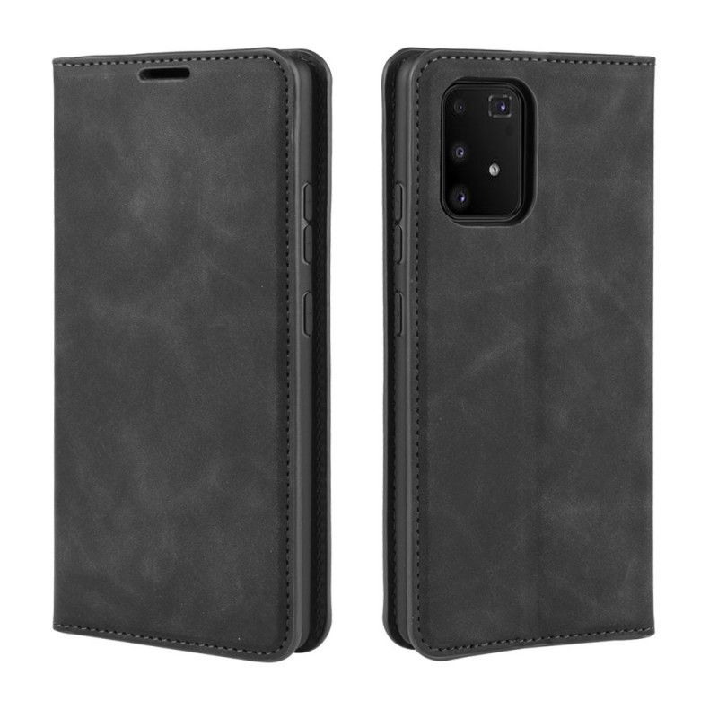 Folio Deksel Samsung Galaxy S10 Lite Svart Myk Skinneffekt Beskyttelse