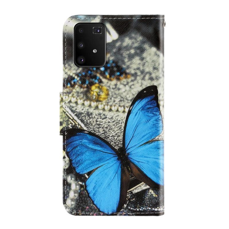 Folio Deksel Samsung Galaxy S10 Lite Svart Sommerfuglvariasjoner Med Tanga