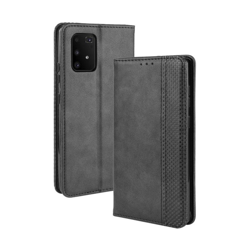 Folio Deksel Samsung Galaxy S10 Lite Svart Stilisert Vintage-Skinneffekt