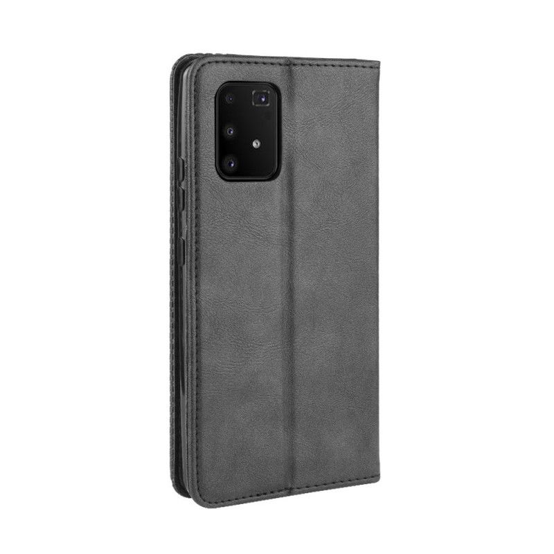 Folio Deksel Samsung Galaxy S10 Lite Svart Stilisert Vintage-Skinneffekt