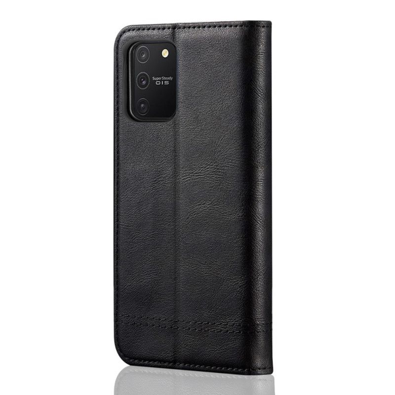 Folio Deksel Samsung Galaxy S10 Lite Svart Sydd Skinneffekt