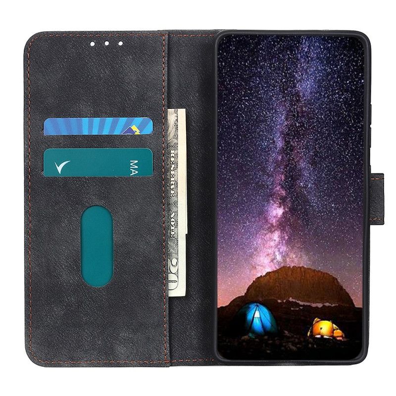 Folio Deksel Samsung Galaxy S10 Lite Svart Vintage Skinn Og Nagle Stil