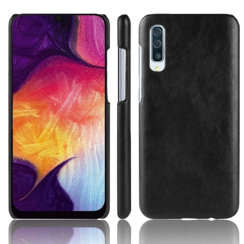 Deksel for Samsung Galaxy A70 Svart Litchi-Skinneffekt