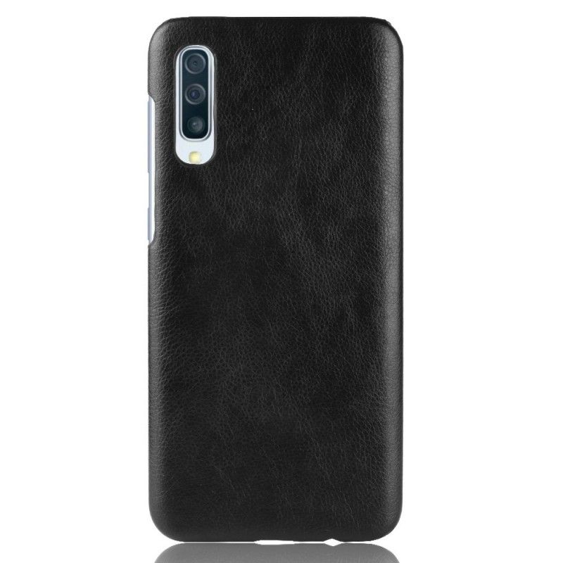 Deksel for Samsung Galaxy A70 Svart Litchi-Skinneffekt