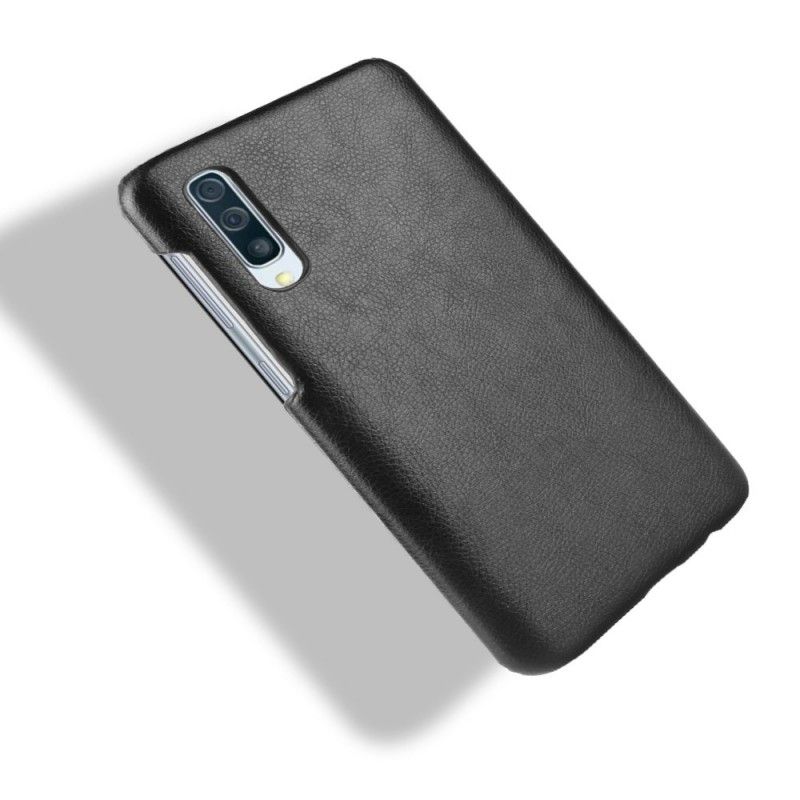 Deksel for Samsung Galaxy A70 Svart Litchi-Skinneffekt