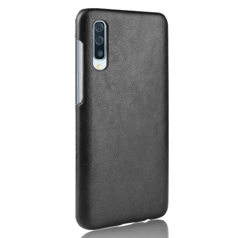 Deksel for Samsung Galaxy A70 Svart Litchi-Skinneffekt