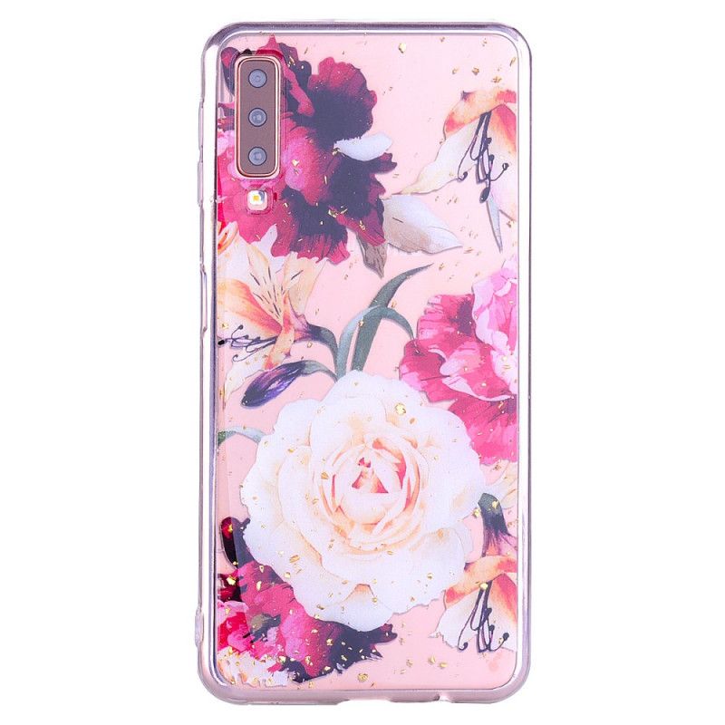 Deksel Samsung Galaxy A70 Blomster Og Glitter