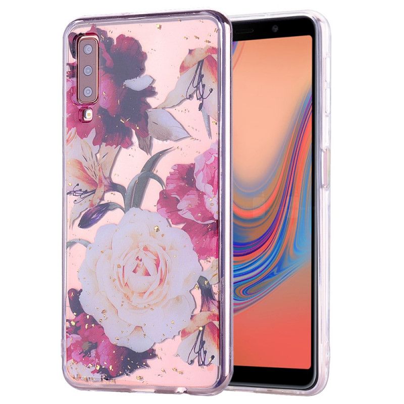 Deksel Samsung Galaxy A70 Blomster Og Glitter