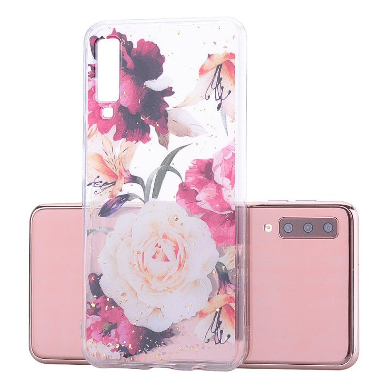 Deksel Samsung Galaxy A70 Blomster Og Glitter