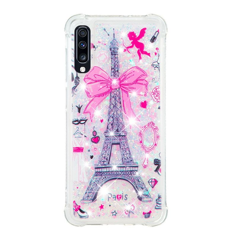 Deksel Samsung Galaxy A70 Eiffeltårnet Glitter