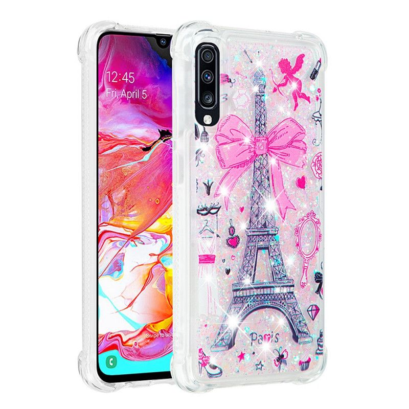 Deksel Samsung Galaxy A70 Eiffeltårnet Glitter