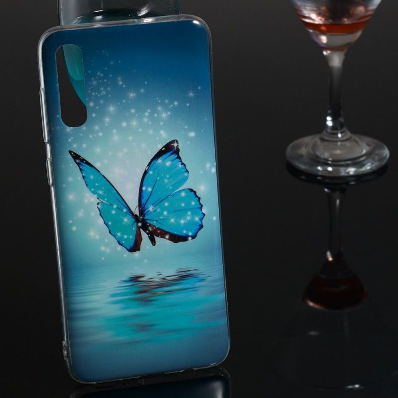 Deksel Samsung Galaxy A70 Fluorescerende Blå Sommerfugl