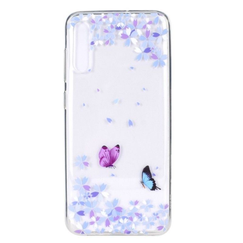 Deksel Samsung Galaxy A70 Gjennomsiktige Sommerfugler Og Blomster Beskyttelse
