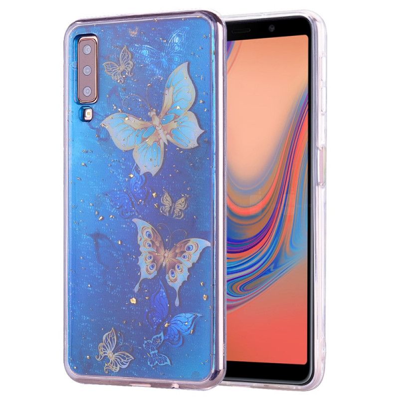 Deksel Samsung Galaxy A70 Mobildeksel Sommerfugler Og Glitter