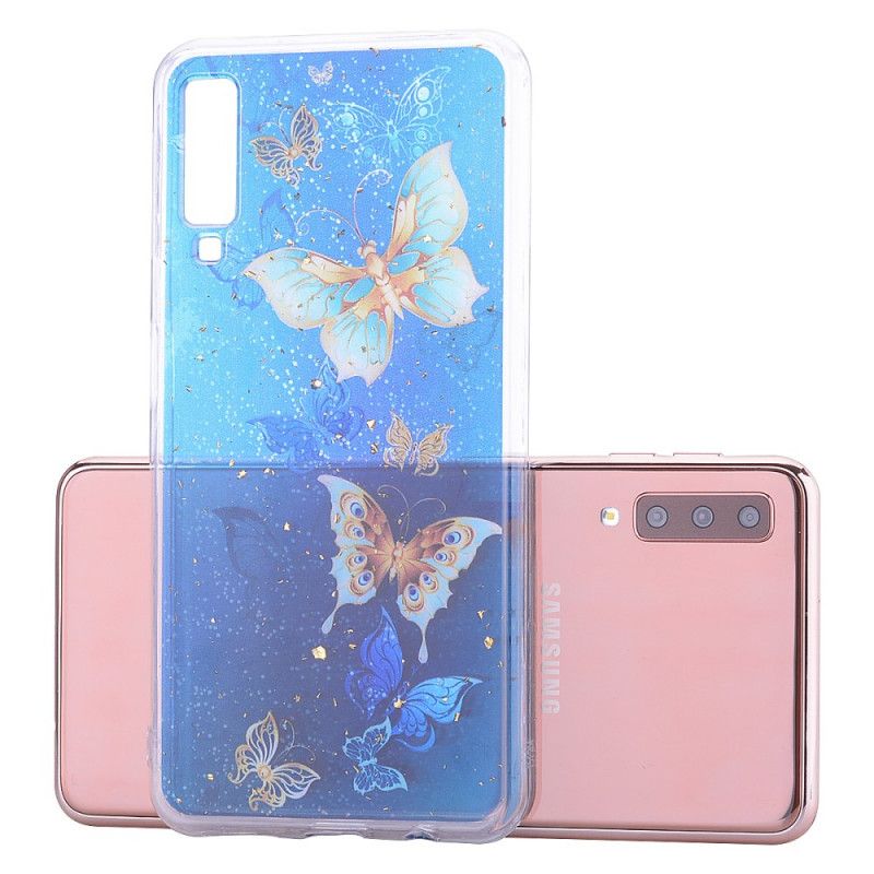 Deksel Samsung Galaxy A70 Mobildeksel Sommerfugler Og Glitter