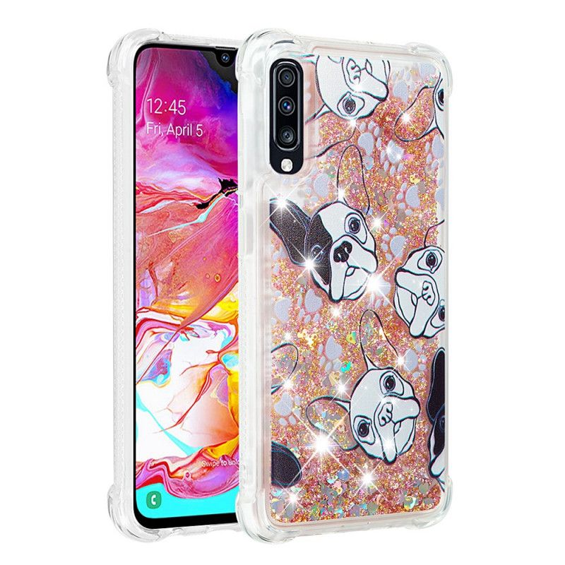 Deksel Samsung Galaxy A70 Mr Hunden Glitter