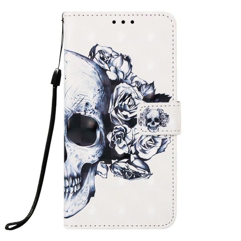 Folio Deksel for Samsung Galaxy A70 Blomsterhodeskalle