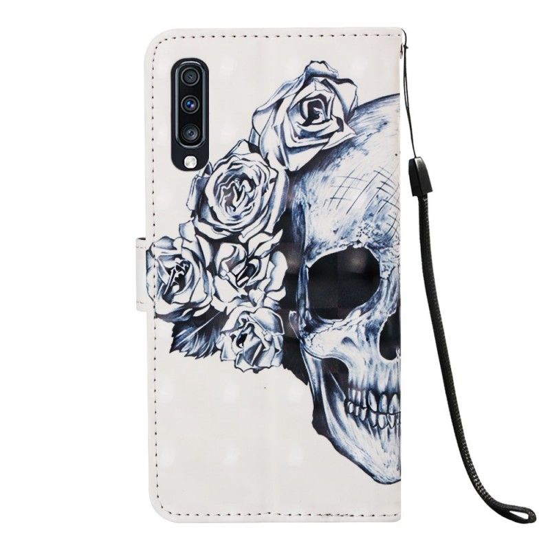 Folio Deksel for Samsung Galaxy A70 Blomsterhodeskalle