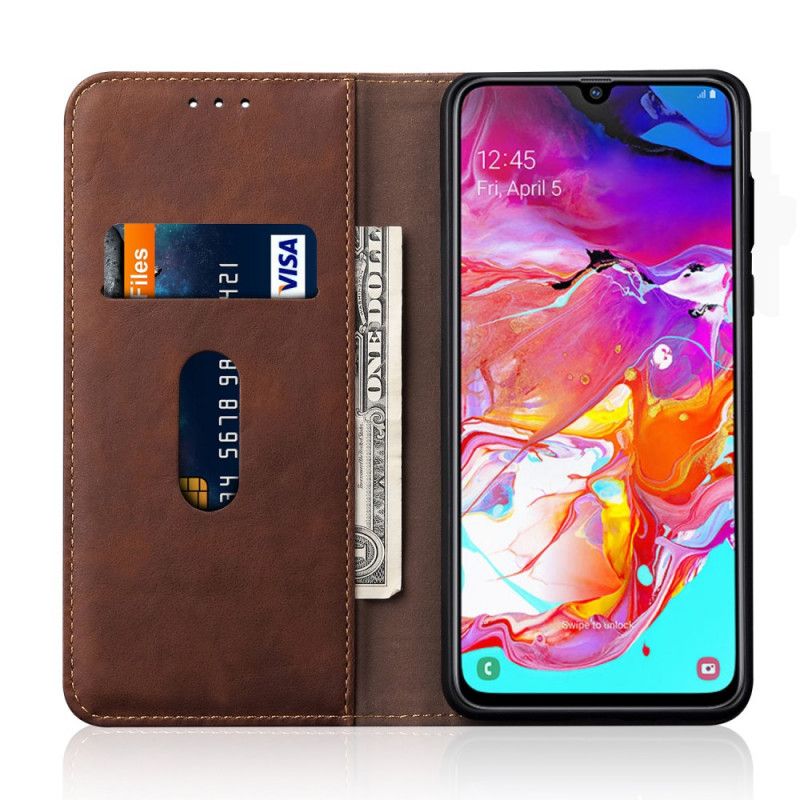 Folio Deksel Samsung Galaxy A70 Rød Mobildeksel Vintage Design Skinneffekt