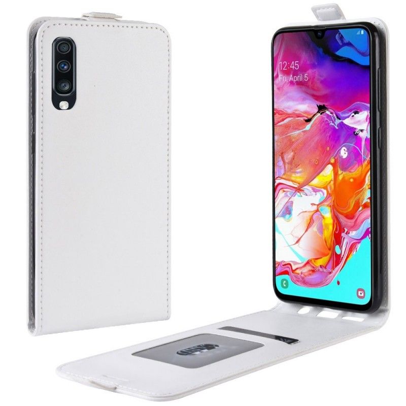 Lærdeksel Folio Deksel Samsung Galaxy A70 Svart Sammenleggbar Skinneffekt