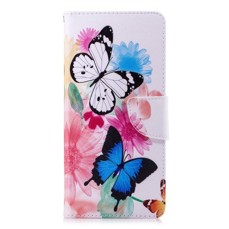 Folio Deksel for Samsung Galaxy Note 9 Rosa Malte Sommerfugler Og Blomster