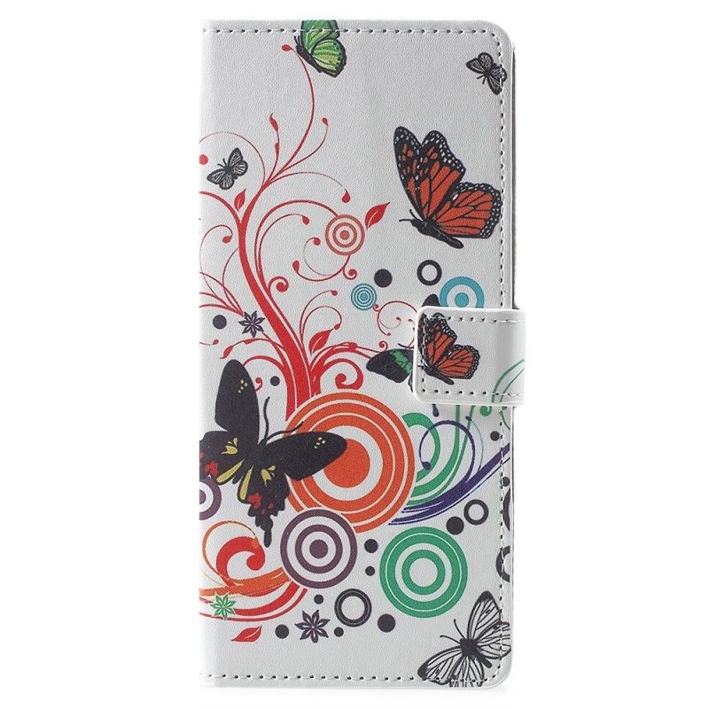 Folio Deksel Samsung Galaxy Note 9 Lilla Sommerfugler Og Blomster