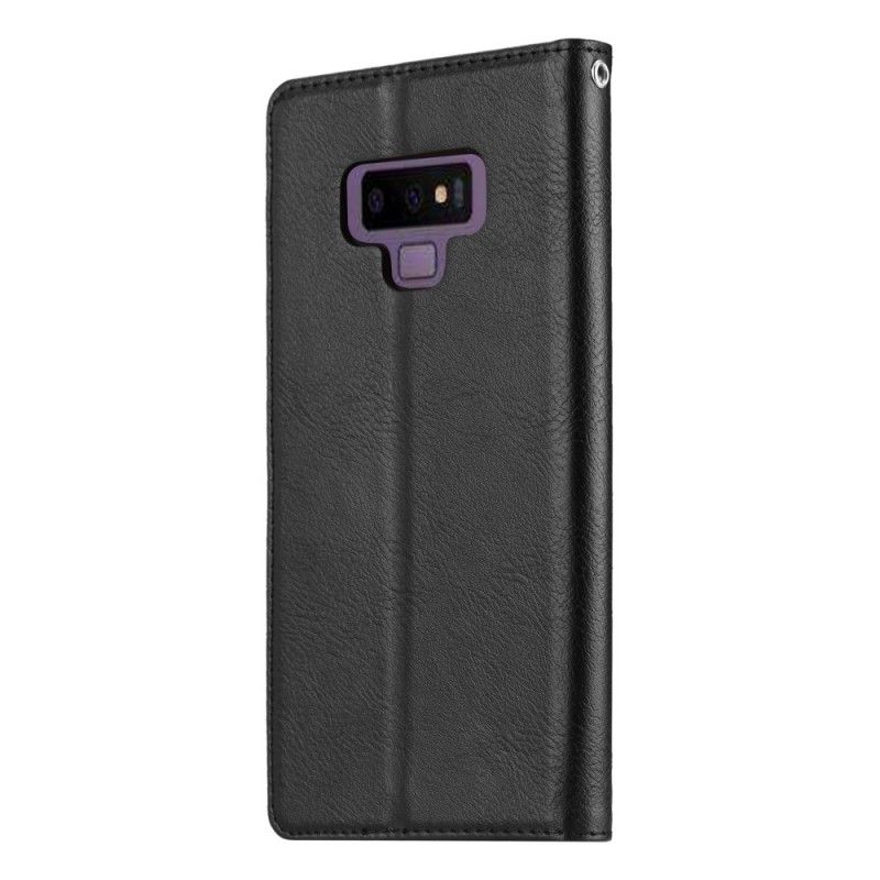 Folio Deksel Samsung Galaxy Note 9 Svart Kortholder I Imitert Skinn