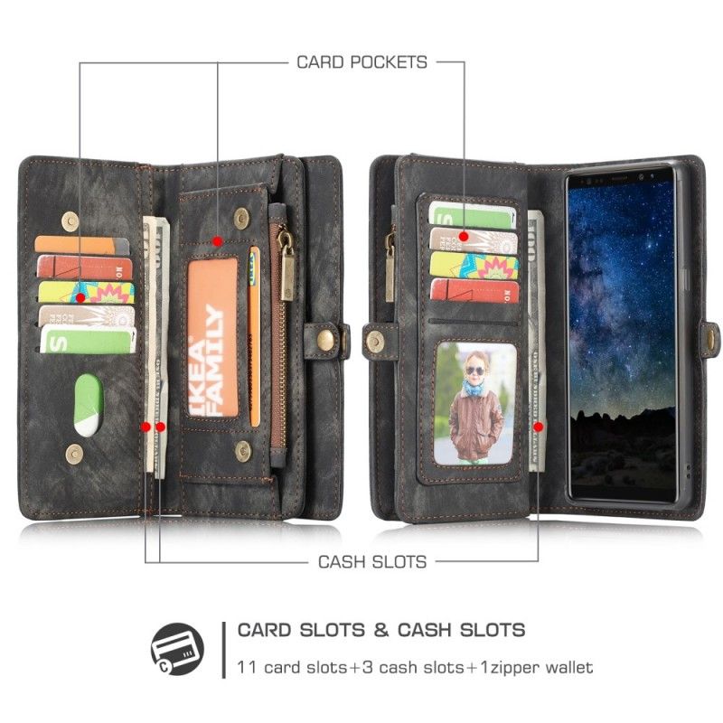 Folio Deksel Samsung Galaxy Note 9 Svart Vintage Skinnkaseme Anti-fall