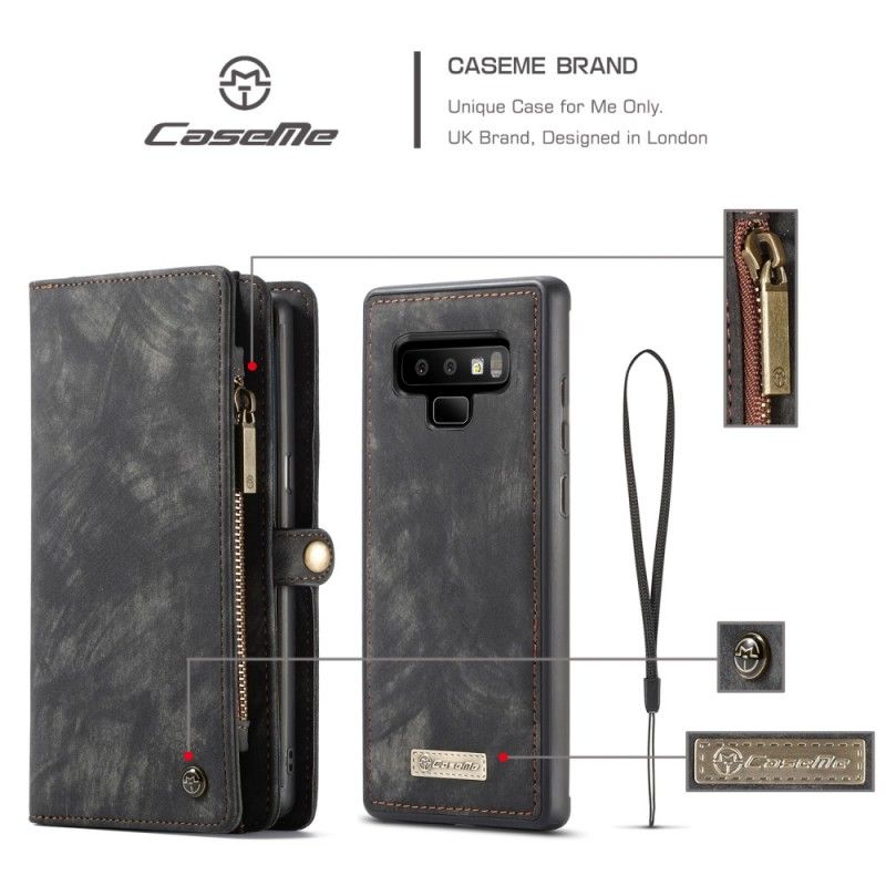 Folio Deksel Samsung Galaxy Note 9 Svart Vintage Skinnkaseme Anti-fall