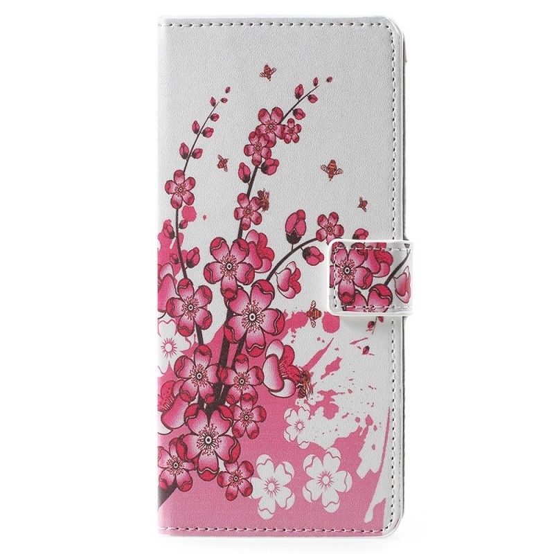 Lærdeksel Folio Deksel Samsung Galaxy Note 9 Magenta Tropiske Blomster