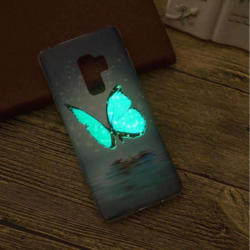 Deksel Samsung Galaxy S9 Fluorescerende Blå Sommerfugl Beskyttelse