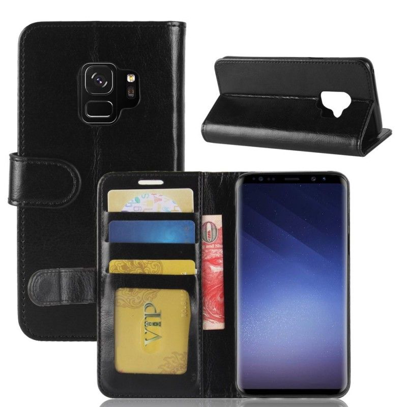 Folio Deksel for Samsung Galaxy S9 Svart Skinneffekt