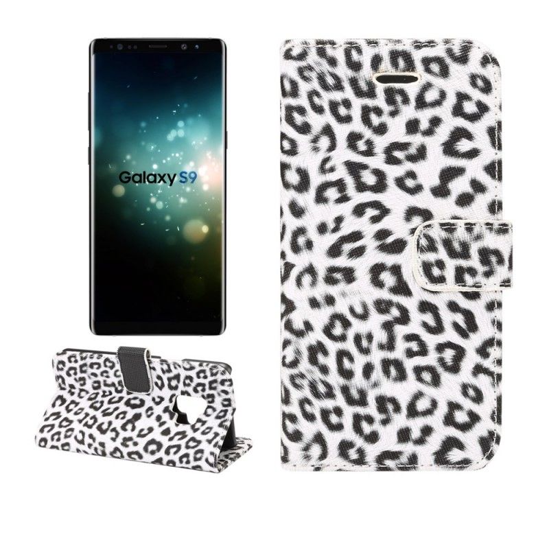 Folio Deksel Samsung Galaxy S9 Hvit Leopard