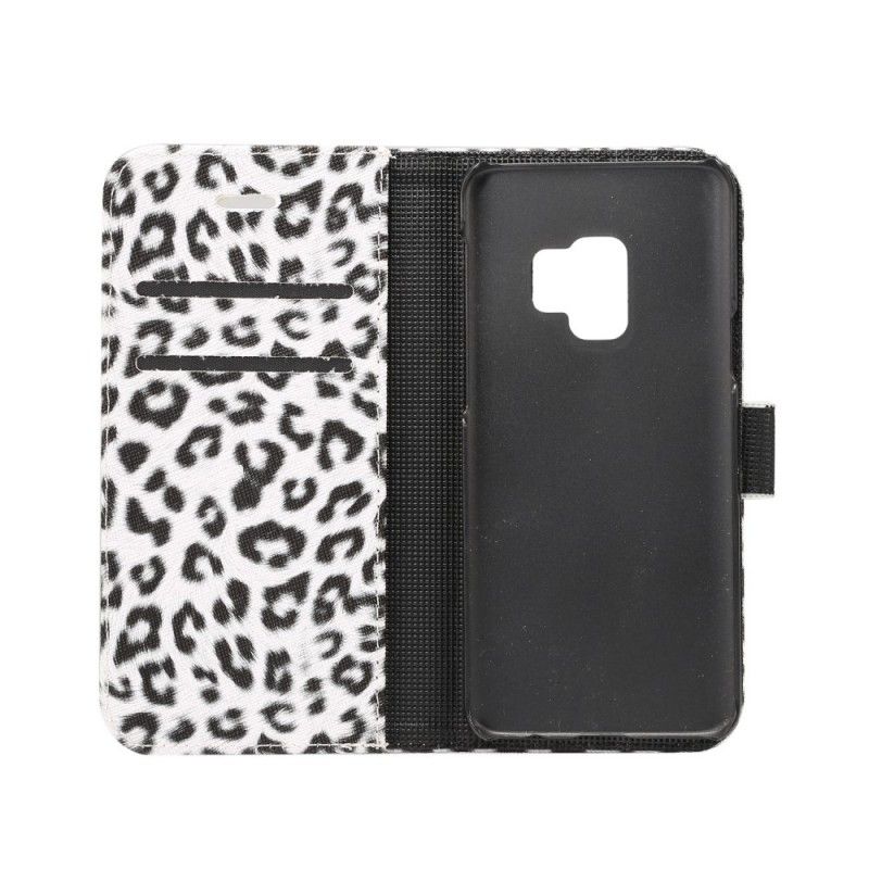 Folio Deksel Samsung Galaxy S9 Hvit Leopard