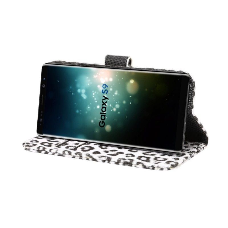 Folio Deksel Samsung Galaxy S9 Hvit Leopard