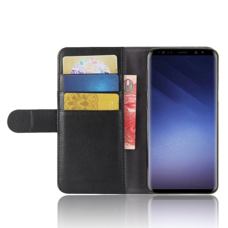 Folio Deksel Samsung Galaxy S9 Svart Delt Skinn Beskyttelse