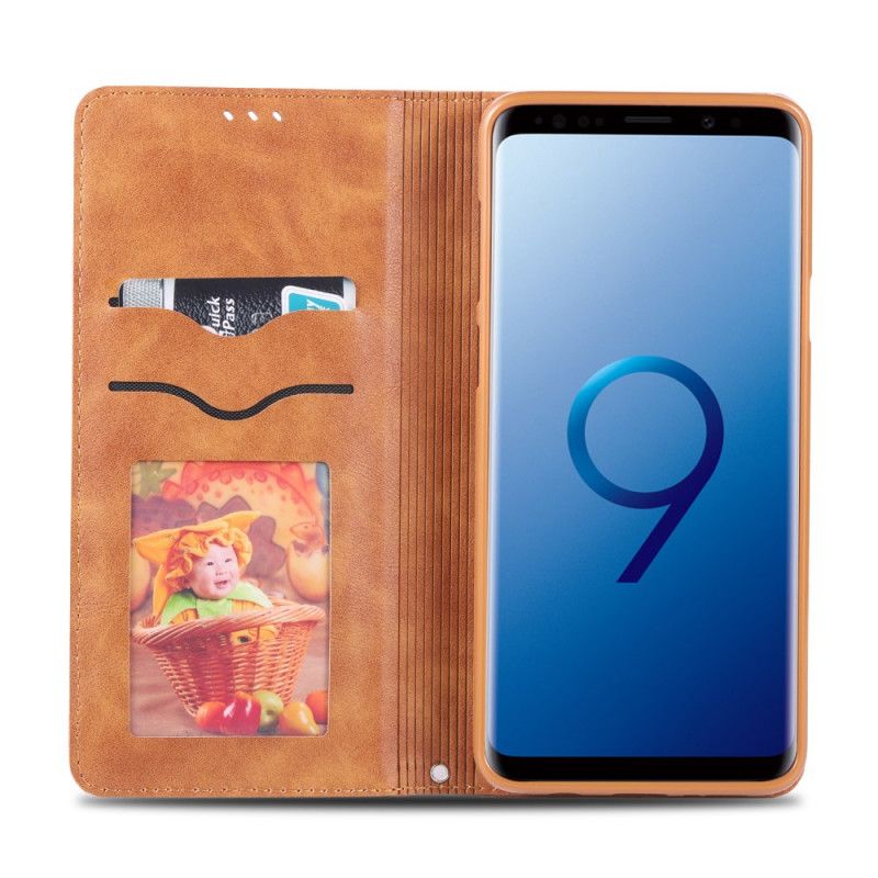 Folio Deksel Samsung Galaxy S9 Svart Retro Azns