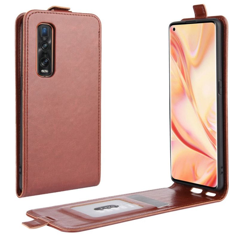 Folio Deksel Oppo Find X2 Pro Svart Sammenleggbar Skinneffekt