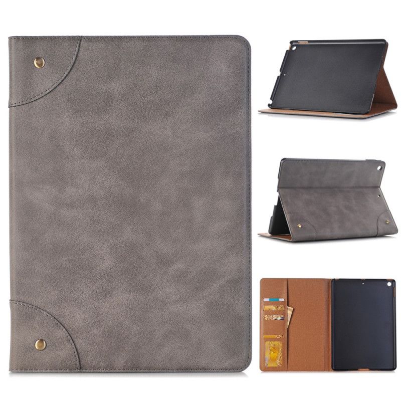 Etui iPad 10.2" (2019) (2020) Svart Retro Skinneffekt Med Nagler