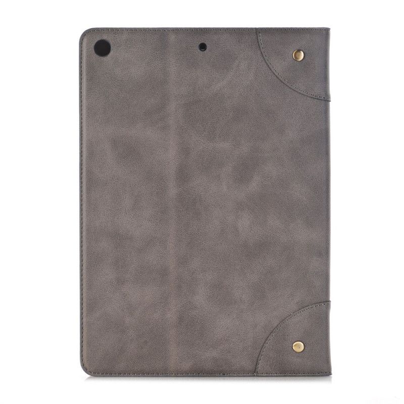 Etui iPad 10.2" (2019) (2020) Svart Retro Skinneffekt Med Nagler