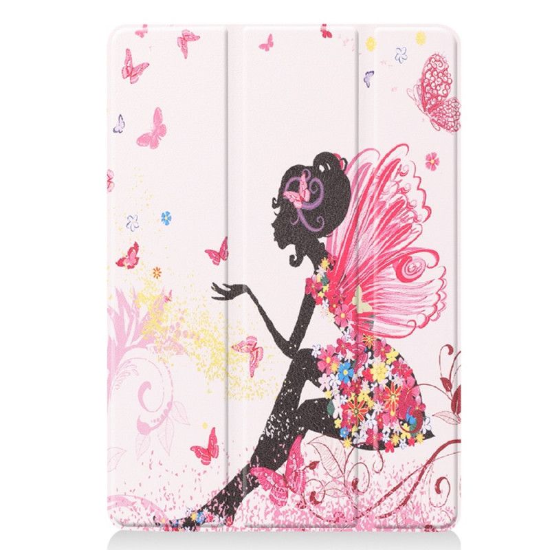 Smart Veske iPad 10.2" (2019) (2020) Faux Skinn Blomsterfe