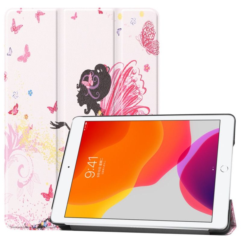 Smart Veske iPad 10.2" (2019) (2020) Faux Skinn Blomsterfe