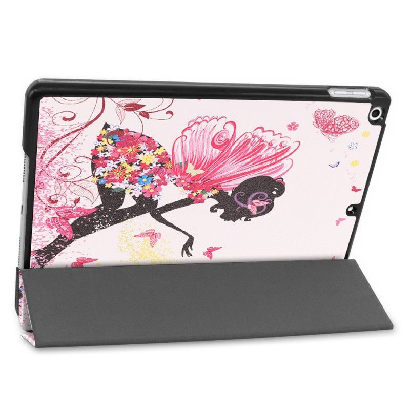 Smart Veske iPad 10.2" (2019) (2020) Faux Skinn Blomsterfe