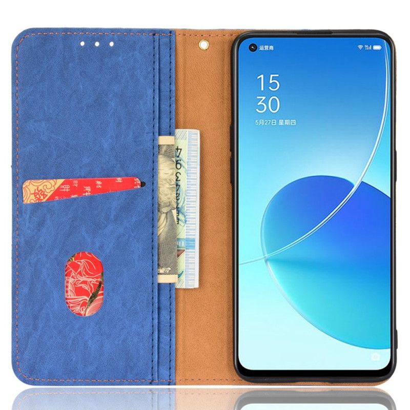 Folio Deksel Lær Oppo Reno 6 5g Mobildeksel Kunstskinn Bicolor Oblique