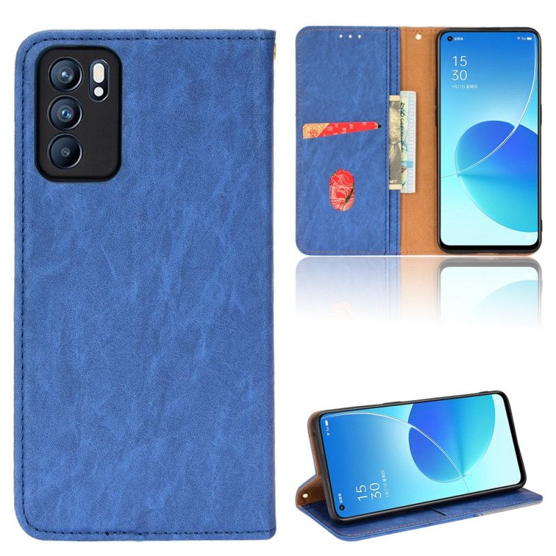 Folio Deksel Lær Oppo Reno 6 5g Mobildeksel Kunstskinn Bicolor Oblique