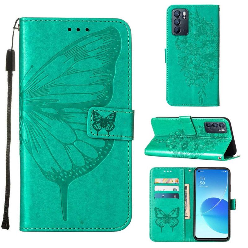 Folio Deksel Oppo Reno 6 5g Butterfly Design